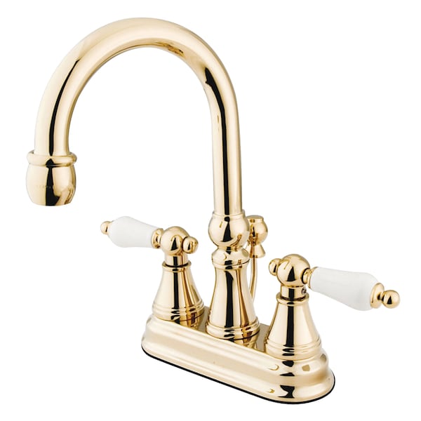 4" Centerset Bathroom Faucet, Polished Brass